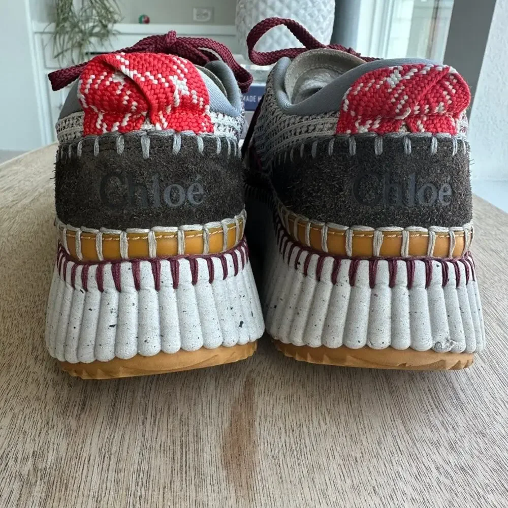 Chloe Nama Joy Red‎ Low Top Platform Sneakers EU 40 US 9.5 Multicolor